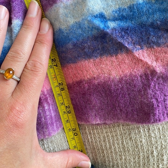 The Elder Statesman Women’s Cashmere Striped Sweater Colorful Pink Purple & Blue - Picture 4 of 6